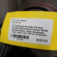 FS Rsd Padded Monocrown Hunter Bridle, Braided Reins, Wide Noseband *vgc, clean, mnr film & scratches
