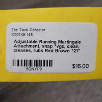 Adjustable Running Martingale Attachment, snap *vgc, clean, creases, rubs