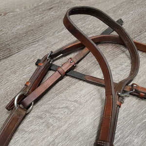 Rsd Leather & Elastic Breastplate, 2 Pc Running Martingale attach *gc, mnr stains, rubs, xholes, residue?dirt