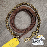 75" Soft Leather Lead Shank, 25" Brass Nose Chain *xc/vgc, clean, mnr residue, stains & rubs
