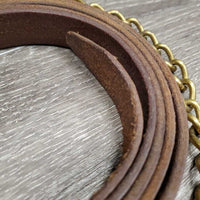 75" Soft Leather Lead Shank, 25" Brass Nose Chain *xc/vgc, clean, mnr residue, stains & rubs
