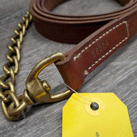75" Soft Leather Lead Shank, 25" Brass Nose Chain *xc/vgc, clean, mnr residue, stains & rubs
