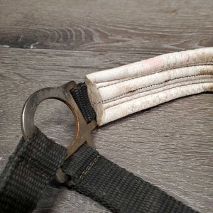 Padded Nylon Halter, snap *gc, older, clean, faded, dirty, stain, dings, faded, edges rubs, rust