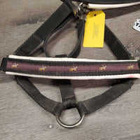 Padded Nylon Halter, snap *gc, older, clean, faded, dirty, stain, dings, faded, edges rubs, rust