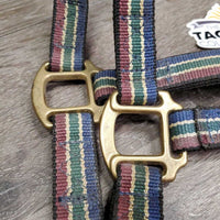Thick Nylon Combo Grooming Halter, 3x snaps *vgc, clean, rubs, mnr dirt & stains, repaired/replaced snap
