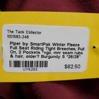 Winter Fleece Full Seat Riding Tight Breeches, Pull On, 2 Pockets *vgc, mnr seam rubs & hair, older?
