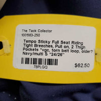 Sticky Full Seat Riding Tight Breeches, Pull on, 2 Thigh Pockets *vgc, torn belt loop, older?

