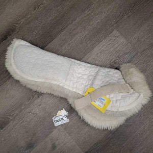 Rear Riser Quilt Sheepskin Half Pad, tabs *gc, clean, mnr hair, thin spots, clumpy, pills, rubs, stains, puckers