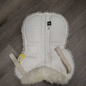 Rear Riser Quilt Sheepskin Half Pad, tabs *gc, clean, mnr hair, thin spots, clumpy, pills, rubs, stains, puckers