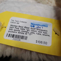 Rear Riser Quilt Sheepskin Half Pad, tabs *gc, clean, mnr hair, thin spots, clumpy, pills, rubs, stains, puckers