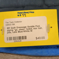 Quilt Dressage Saddle Pad, piping *gc, clean, faded, mnr hair, pills, rubs
