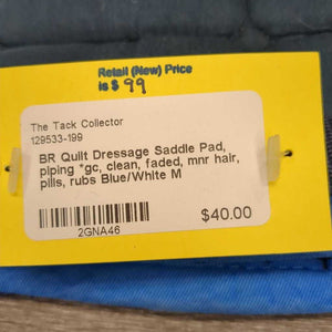 Quilt Dressage Saddle Pad, piping *gc, clean, faded, mnr hair, pills, rubs