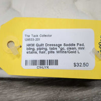 Quilt Dressage Saddle Pad, bling, piping, tabs *gc, clean, mnr stains, hair, pills
