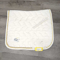 Quilt Dressage Saddle Pad, bling, piping, tabs *gc, clean, mnr stains, hair, pills
