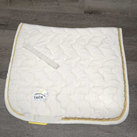 Quilt Dressage Saddle Pad, bling, piping, tabs *gc, clean, mnr stains, hair, pills