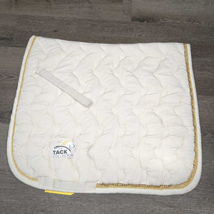 Quilt Dressage Saddle Pad, bling, piping, tabs *gc, clean, mnr stains, hair, pills