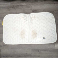 Quilt Dressage Saddle Pad, bling, piping, tabs *gc, clean, mnr stains, hair, pills

