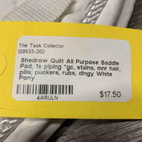 Quilt All Purpose Saddle Pad, 1x piping *gc, stains, mnr hair, pills, puckers, rubs, dingy
