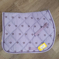 Quilt Jumper Saddle Pad, piping, tabs *gc, mnr hair, stains, pills, dingy, snags
