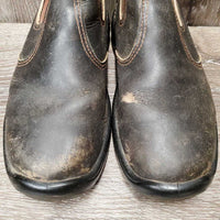 Pr Short Boots, Pull On *gc, clean, scrapes, faded, scratches, cracked sides, undone inner center seam