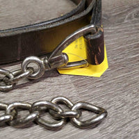 28" Nose Chain & Short Leather Lead Shank *No Snap, clean, rubs, repaired? cracking, creases
