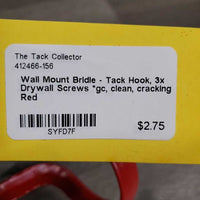 Wall Mount Bridle - Tack Hook, 3x Drywall Screws *gc, clean, cracking
