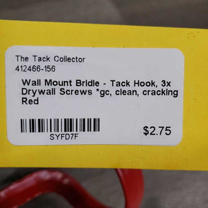 Wall Mount Bridle - Tack Hook, 3x Drywall Screws *gc, clean, cracking