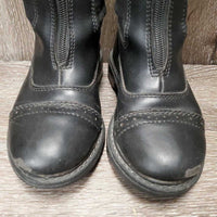 JUNIORS Paddock Boots, Zips *gc/fair, stretched els, peeled toes, clean, mnr inner heel rubs
