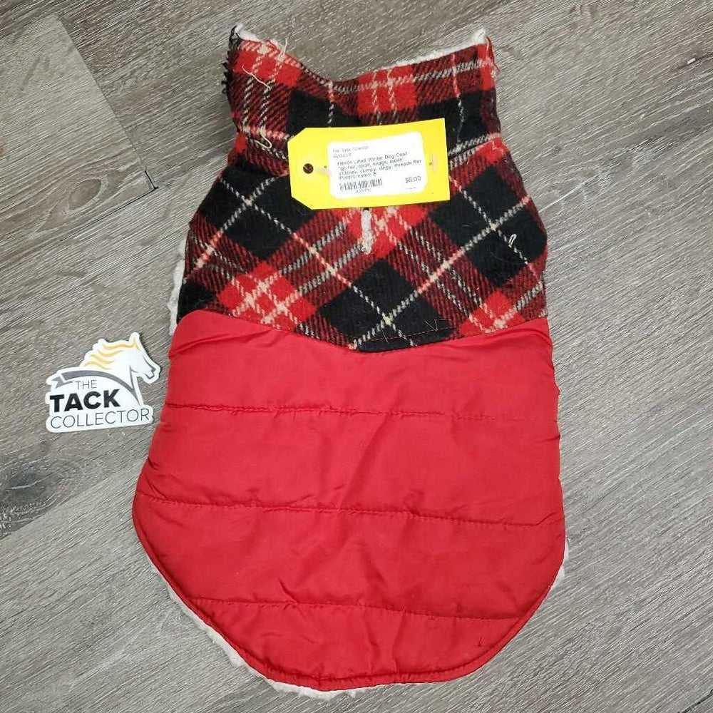 Fleece Lined Winter Dog Coat *gc/fair, clean, snags, loose stitches, clumpy, dingy, threads
