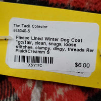 Fleece Lined Winter Dog Coat *gc/fair, clean, snags, loose stitches, clumpy, dingy, threads
