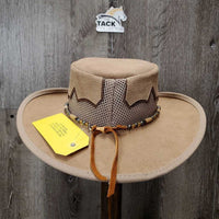 "Sierra" Cowhide & Mesh Cowboy Hat, beaded hat band, velcro padding *like new, v.mnr marks
