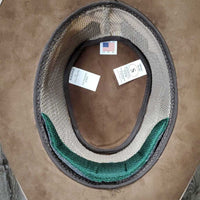 "Sierra" Cowhide & Mesh Cowboy Hat, beaded hat band, velcro padding *like new, v.mnr marks
