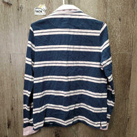 LS Hvy Cotton Shirt, 1/4 Button Up *gc, mnr faded, seam puckers & rubs, older