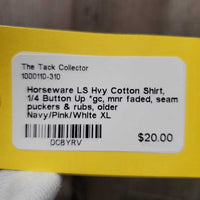 LS Hvy Cotton Shirt, 1/4 Button Up *gc, mnr faded, seam puckers & rubs, older