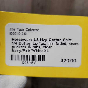 LS Hvy Cotton Shirt, 1/4 Button Up *gc, mnr faded, seam puckers & rubs, older