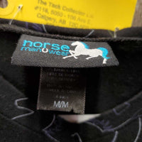 LS V Neck Shirt "Horses" *gc, faded, hair, pills, rubs, pit stains
