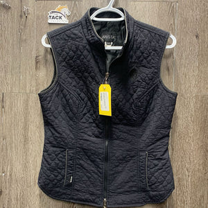 Quilt Vest, zipper *gc, older, mnr faded, crinkled/puckered