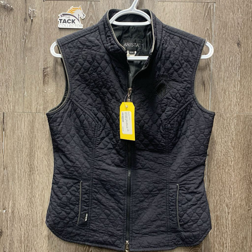 Quilt Vest, zipper *gc, older, mnr faded, crinkled/puckered