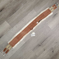 Nylon Web, Cotton & Fleece Girth, 2x els, D Ring *gc, clean, hairy, rubs, stains, pills, older