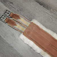 Nylon Web, Cotton & Fleece Girth, 2x els, D Ring *gc, clean, hairy, rubs, stains, pills, older