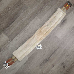 Nylon Web, Cotton & Fleece Girth, 2x els, D Ring *gc, clean, hairy, rubs, stains, pills, older