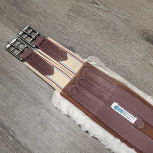Nylon Web, Cotton & Fleece Girth, 2x els, D Ring *gc/fair, clean, thin/rubs edges, stains, clumpy, hairy, stains