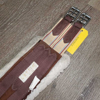 Nylon Web, Cotton & Fleece Girth, 2x els, D Ring *gc/fair, clean, thin/rubs edges, stains, clumpy, hairy, stains
