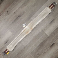 Nylon Web, Cotton & Fleece Girth, 2x els, D Ring *gc/fair, clean, thin/rubs edges, stains, clumpy, hairy, stains