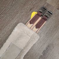 Nylon Web, Cotton & Fleece Girth, 2x els, D Ring *gc/fair, clean, thin/rubs edges, stains, clumpy, hairy, stains

