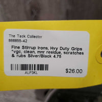 Fine Stirrup Irons, Hvy Duty Grips *vgc, clean, mnr residue, scratches & rubs