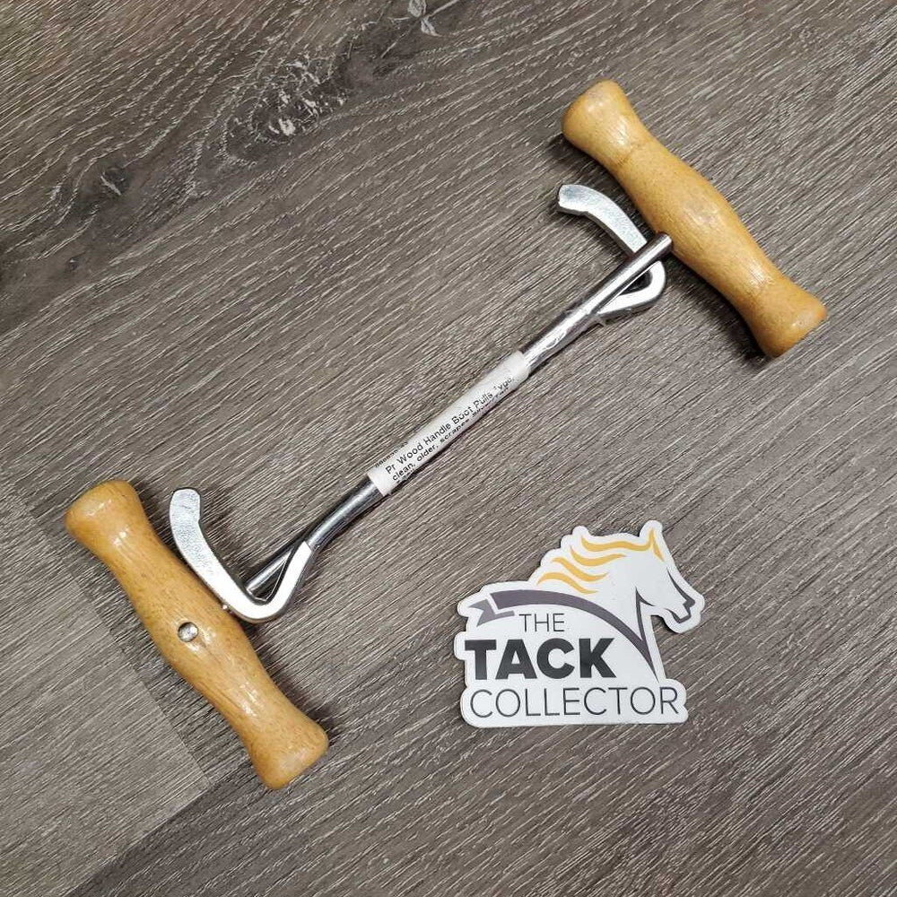 Pr Wood Handle Boot Pulls *vgc, clean, older, scrapes