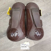 Pr Open Front Boots, velcro *vgc/gc, dusty, dirt & hairy lining
