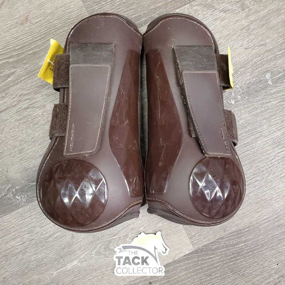 Pr Open Front Boots, velcro *vgc/gc, dusty, dirt & hairy lining