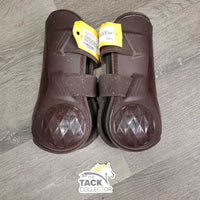 Pr Open Front Boots, velcro *vgc/gc, dusty, dirt & hairy lining
